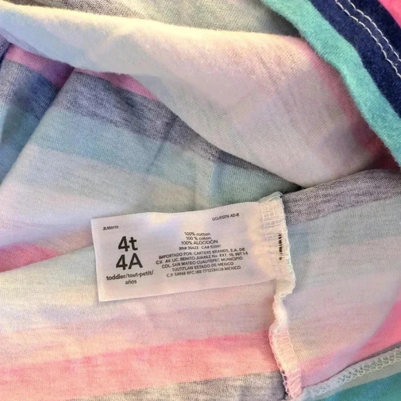 Carter's Set of 2 Girl Dresses Hearts Gray And  Colorful Stripe SZ 4T Cotton - Picture 6 of 9